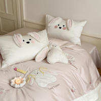 可爱少女心啊！100支长绒棉床上四件套纯棉立体耳朵卡通4件套