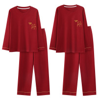 情侣睡衣春秋冬季棉质本命年喜庆结婚红色一男士一女士家居服套装