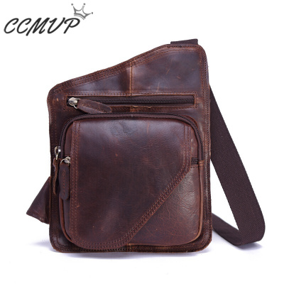 CCMVP品牌自营质量保证-CCMVP休闲品牌复古胸男牛皮男式单肩斜跨夏季新款油蜡皮斜挎男户外