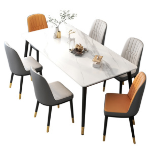 悦兴诚岩板餐桌长1.6m+6椅套