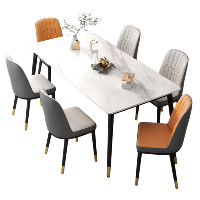 悦兴诚岩板餐桌长1.6m+6椅套