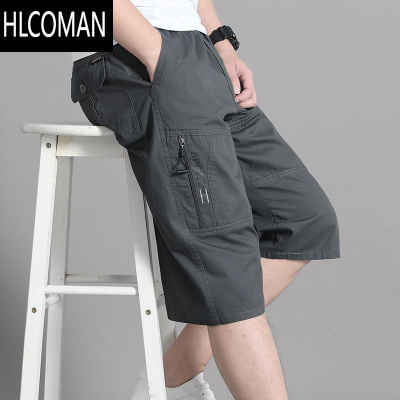 HLCOMAN夏季男士七分裤爸爸短裤中老年宽松休闲中裤薄大裤衩7分马裤