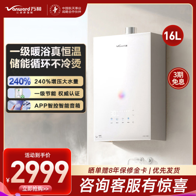 万和安睡洗V9S 恒温 16升燃气热水器一级暖浴密闭稳焰舱一级节能 天然气JSQ30-16V9S TURBO