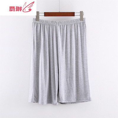 夏季男士薄家居睡裤男中老年加肥加大码简约休闲五分裤费琳