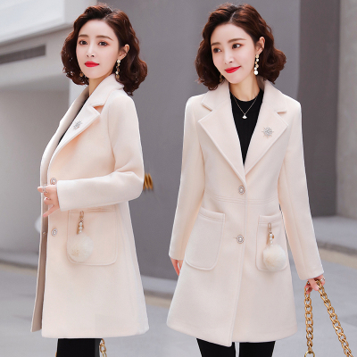 FISHBASKET毛呢外套女中长款2020新款韩版小个子修身显瘦加厚呢子大衣毛呢外套