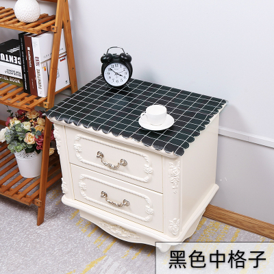 家柏饰(CORATED)床头柜盖布防水防油免洗北欧家用防尘罩套卧室床头盖巾冰箱防尘布 黑色中格子 50*50cm