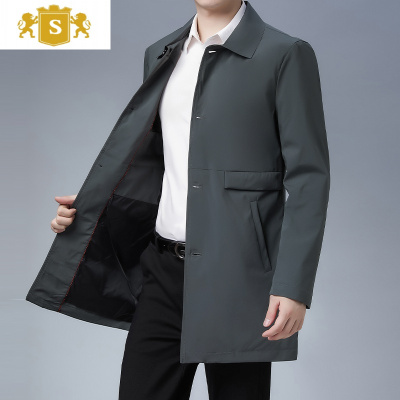 SUNTEK商务绅士男士西装外套简约百搭中青年上班工作休闲装中长款风衣男风衣