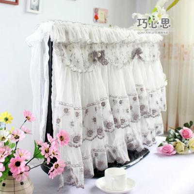 家柏饰(CORATED)欧式挂式液晶电视机罩防尘罩套电视套蕾丝盖布55寸现代简约 浪漫花开灰白色 37英寸