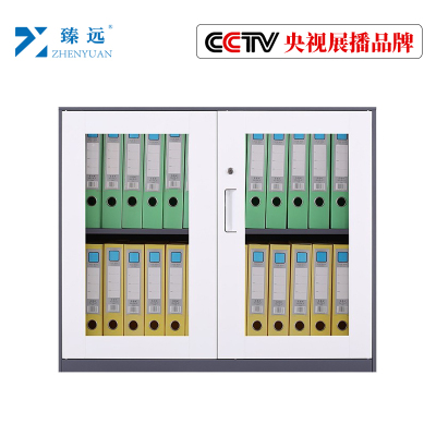 臻远文件柜办公柜钢制铁皮柜资料档案储物柜拆装窄边柜灰白色加厚款 760对开玻柜