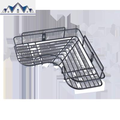 免打孔墙角置物架厨房卧室壁挂铁艺收纳架浴室镂空沥水储物架子 三维工匠