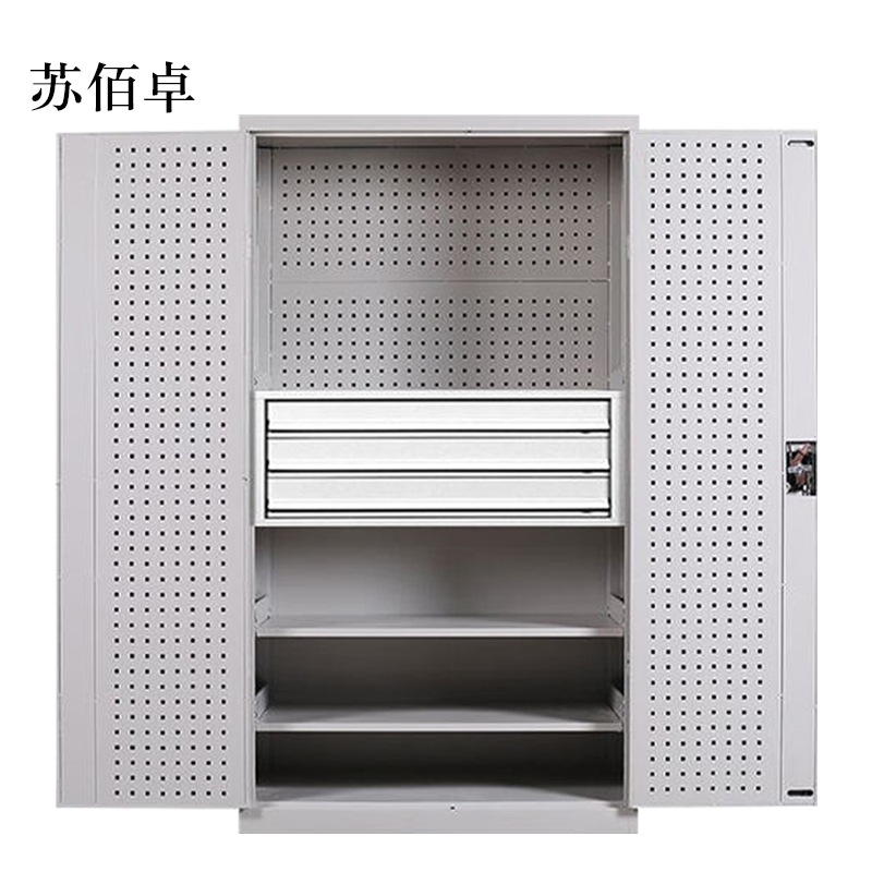 苏佰卓工具柜加厚铁皮储物柜工厂车间用带抽屉汽修多功能收纳柜通门内三抽柜灰白色