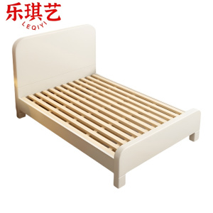 乐琪艺 实木单人床 象牙白 200*150*46cm 张