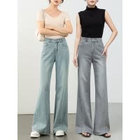 夏季新款多色弹力微喇牛仔裤女宽松高腰显瘦拖地喇叭裤