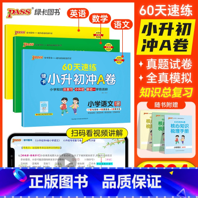 数学(通用版)[带解题视频] 小学升初中 [正版]2024新版小升初真题卷绿卡小升初冲A卷60天速练语文数学英语真题测试
