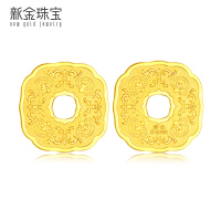 新金珠宝 AU999 足金四时如意花团锦簇前程似锦 团花纹平安扣黄金摆件 投资收藏理财送人