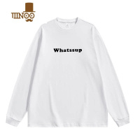 YANXU美式国潮白色长袖T恤男薄款圆领卫衣宽松慵懒潮牌内搭打底衫