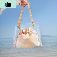 原创星球夏季透明包包女果冻包单肩斜挎小包两用亚克力链条腋下包NEW LAKE 柠檬黄《繁星》女斜挎包