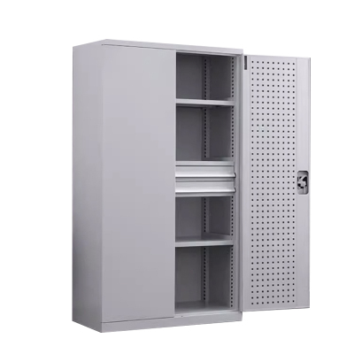 汉诺鑫威重型工具柜车间用加厚物件工具储物柜工厂铁皮柜汽修厂零件收纳柜白色四层二抽带挂板