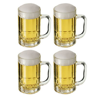 scybe喜碧穆罗玻璃啤酒杯4件套果汁杯牛奶杯玻璃杯洋酒杯把手杯410ml