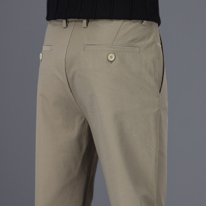 职场精英商务男士休闲裤男高档纯色简约大码高腰小直筒裤秋冬新款