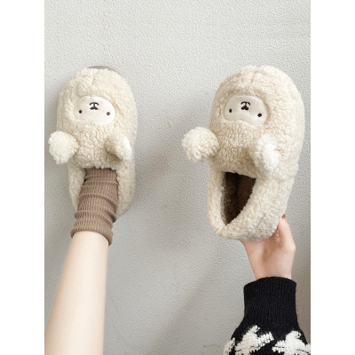 简翔网红毛毛拖鞋女外穿2020秋冬季新款室内家居可爱卡通毛绒包跟棉鞋拖鞋