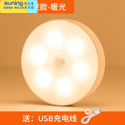 希杰狮王LED小夜灯可充电池款智能感应学生宿舍卧室床头床上床边台灯小灯感应款充电暖光-灯具