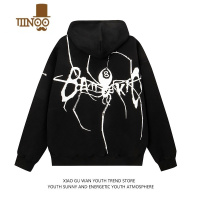 YANXU小古万hiphop蜘蛛印花拉链卫衣男女美式潮牌宽松休闲情侣连帽外套