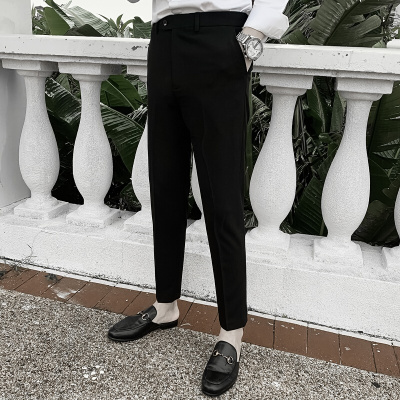 梵克公牛百搭流韩国常规九分小脚西裤英伦百搭纯色休闲裤男