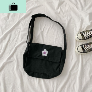 网红单肩休闲包2020年新款夏季女装简约百搭挎包学生帆布包ins潮NEW LAKE 黑色 均码女士单肩包 黑色均码