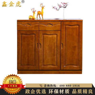 鑫金虎 中式简约进门入户三门鞋柜员工宿舍家用门口大容量实木门厅玄关柜收纳鞋架