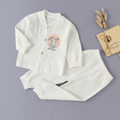 人之初婴儿秋衣秋裤套装儿童纯棉内衣男女童开衫款宝宝棉毛衫春秋