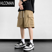 HLCOMAN短裤男夏季潮流美式军绿色工装裤薄款宽松五分裤休闲直筒裤子