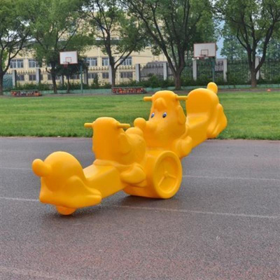 双人摇马跷跷板感统训练玩具室内外幼儿园早教学前教育木马塑料黄双人跷跷板