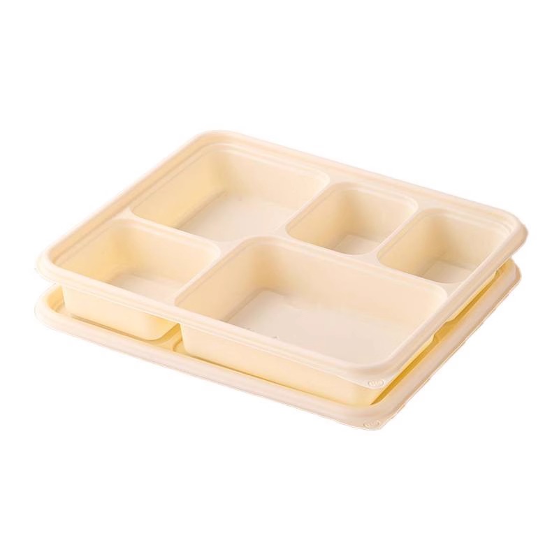 老房太太 可降解一次性餐盒 五格 1300ml(200套整箱)可冷藏加热密封防漏打包盒 L265/箱