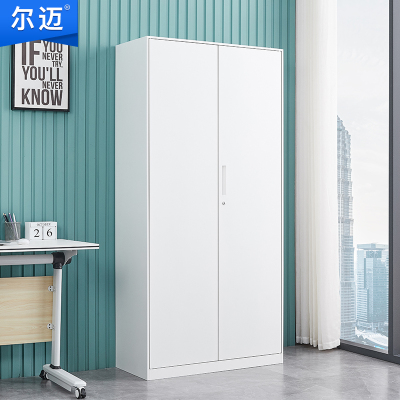 尔迈 文件柜拆装薄边办公柜钢制铁皮柜资料柜档案柜室内带锁储物柜 纯白色通门文件柜