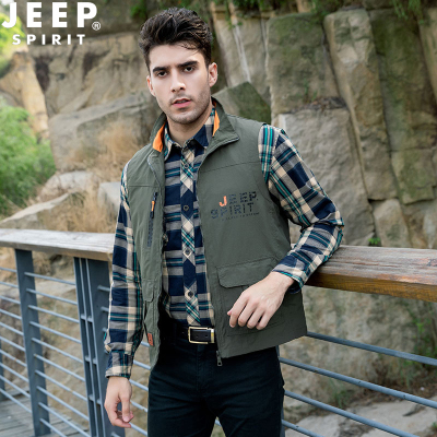 JEEPSPIRIT吉普马甲男士薄款休闲速干马夹男大码多口袋坎肩中年无袖外套