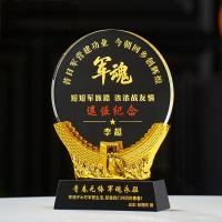 退伍八一军人纪念品送战友礼品定制创意军旅老兵退役纪念品奖杯 18*14*4cm