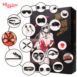 谜姬(Mizz Zee)情趣用品捆绑套装 口环 眼罩 项圈 皮鞭 乳束 铃铛乳夹口塞 棉绳等18件套道具捆绑sp套装