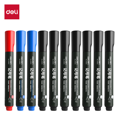 得力33187记号笔 7黑2蓝1红混色装 10支/盒