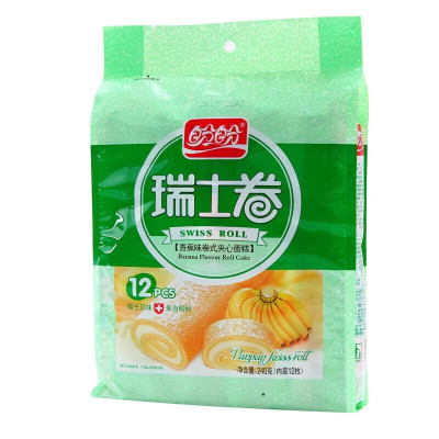 盼盼香蕉味瑞士卷240g*2袋早餐糕点夹心点心面包零食小吃