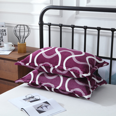 枕头枕套法兰绒成人一对珊瑚绒面法莱加厚保暖毛毛绒冬季绒布加绒