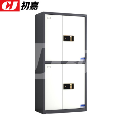 初嘉(CJ)钢制保密柜密码文件柜保密档案资料柜灰白套色通双节指纹锁