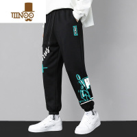 YANXU2023新款款潮牌休闲裤男宽松哈伦裤美式高街印花男士潮流运动裤子秋季卫裤痞帅九分裤青少年束脚裤学生款加绒