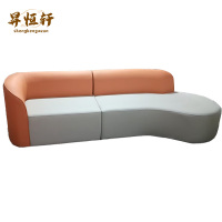 沙发简约接待会客北欧弧形小户型客厅三防科技皮办公室沙发 异型沙发 SHX-2663 米