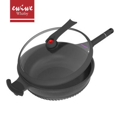 英国EWIWE麦饭石炒锅不粘锅家用炒菜锅无油烟电磁炉燃气煤气灶通用平底煎锅33cmLsV5C