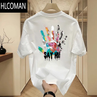 HLCOMAN美式痞帅短袖T恤青年男女款夏季ins潮牌街头宽松韩版上衣