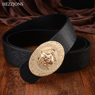 赫泽琼斯HEZZJONS男士皮带美人头纯牛皮真皮潮流休闲腰带时尚韩版百搭皮带潮男发型师腰带