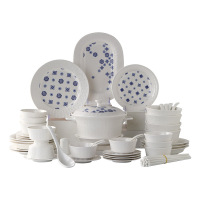 一禾亼物敦煌文创餐具套装餐盘纯白浮雕碗盘筷高颜值陶瓷餐具礼品套装4人食30头