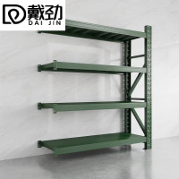 戴劲货架仓储库房储物架军绿色四层副架500kg/层重型150*60*200cm