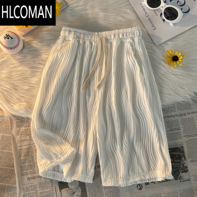 HLCOMAN夏季薄款条纹冰丝短裤男休闲ins潮牌日系痞风百搭潮流五分裤